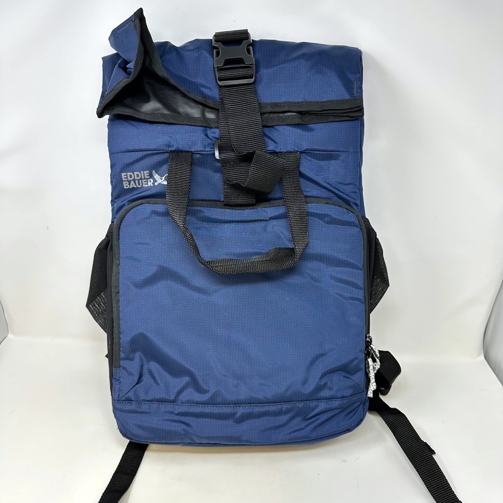 Eddie Bauer Roll Top Backpack Navy +‎ Bottle Accessory Bag